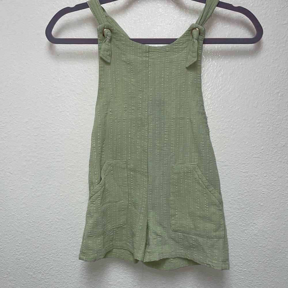 Art Class Small Girl’s 6 6X Sea Foam Green Cotton Shorts Jumper Romper